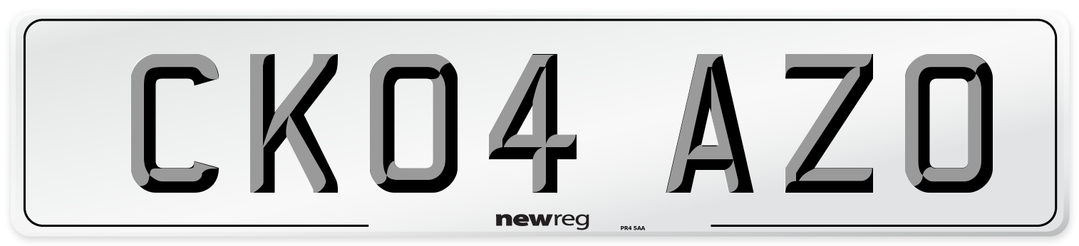 CK04 AZO Number Plate from New Reg